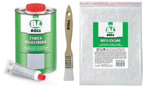 BOLL ŻYWICA POLIESTROWA 1KG + Włókno szklane 150gm + pędzel