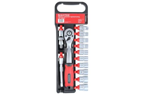 Zestaw nasadek z grzechotką 1/2" 13szt Quatros