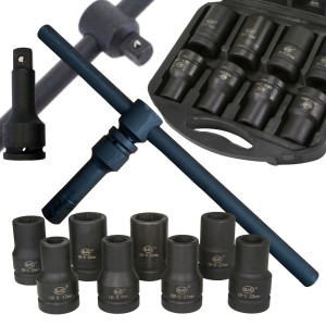 Zestaw Nasadek Udarowych 1"  8 szt. + Pokrętło 1" + Przedłużka 150mm | Do Ciężarówek, Maszyn