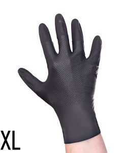 Rękawice Nitrylowe GRIP ProMates Czarne Rozmiar XL  Wytrzymałe Ochronne do Mechaniki, Warsztatu, Wulkanizacji, i Żywności