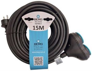  Przedłużacz wodoszczelny warsztatowy 15M BERG H07RN-F 3x1,5mm IP44 2 gniazda